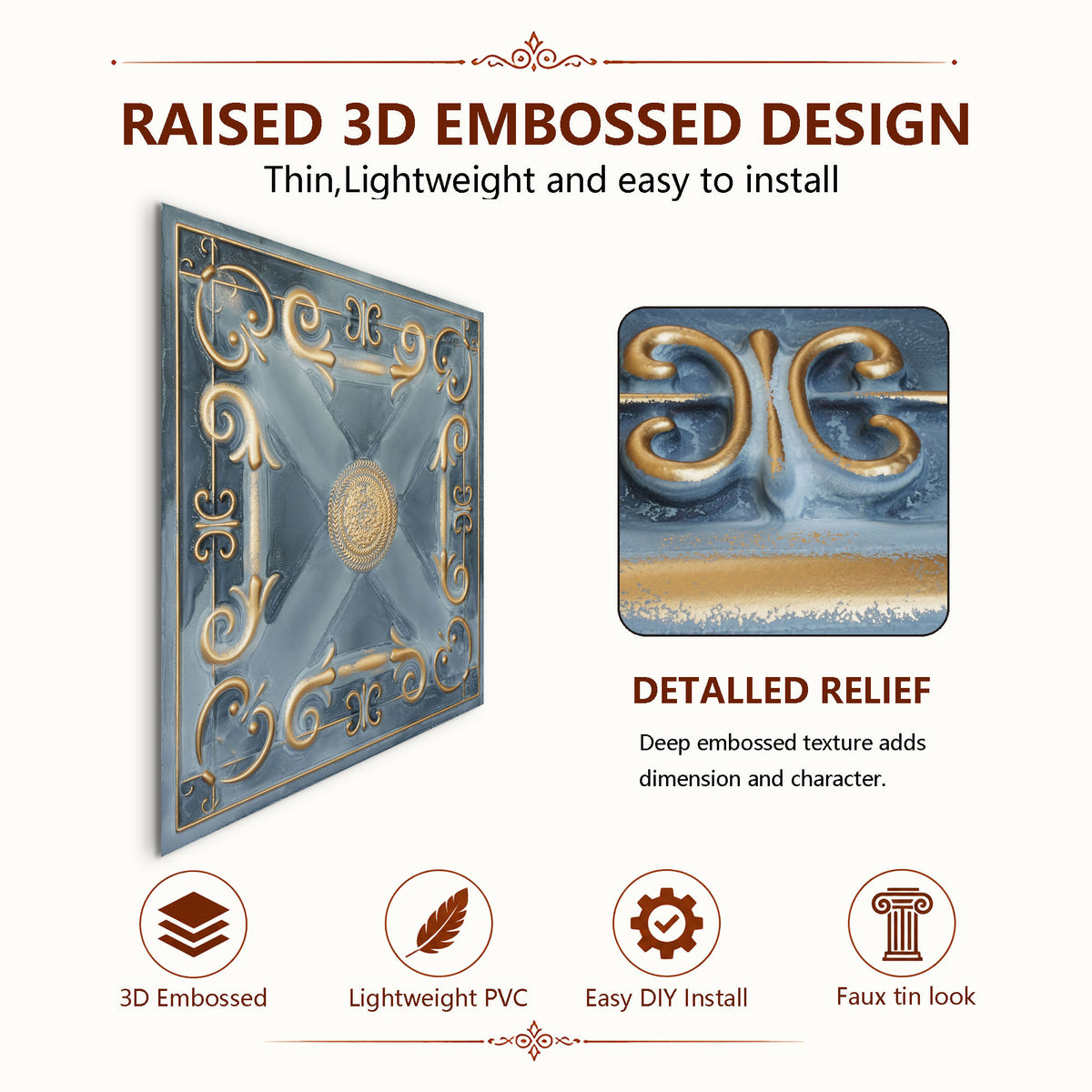 PAINTSDECOR PL22 Smoked gold PVC ceiling tile product detail