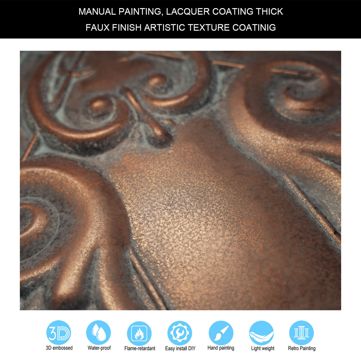 PAINTSDECOR PL22 Weathered copper PVC ceiling tile product detail