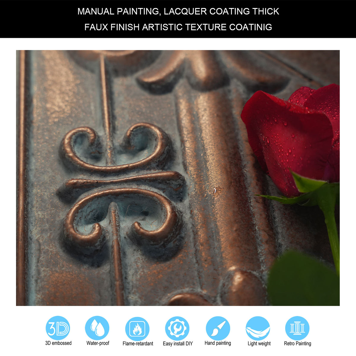 PAINTSDECOR PL22 Weathered copper PVC ceiling tile product detail