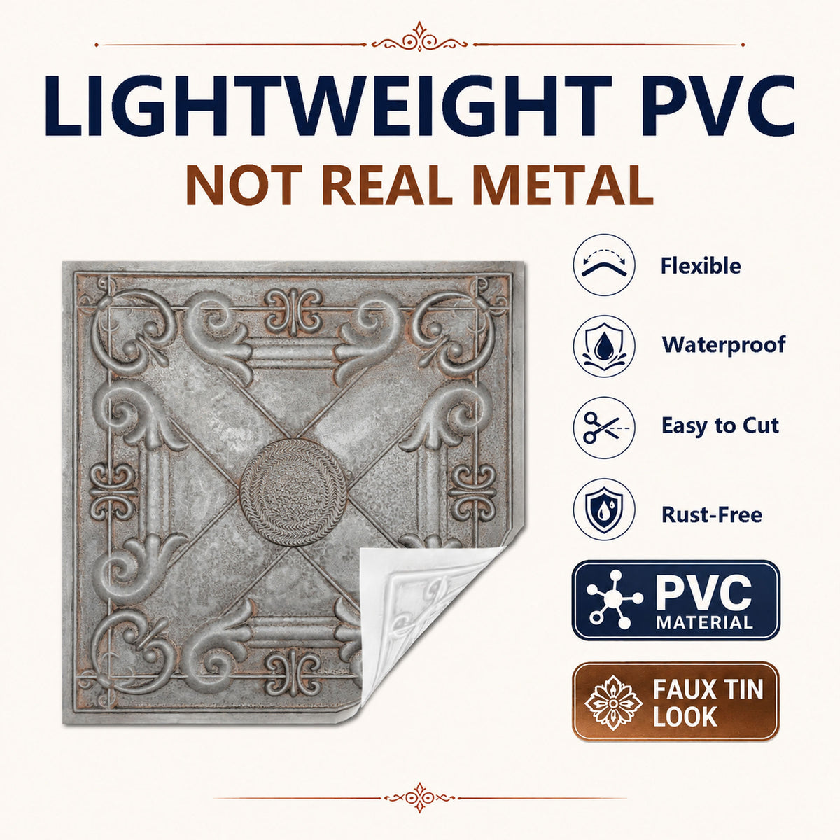 PAINTSDECOR PL22 Weathered Iron PVC ceiling tile product detail