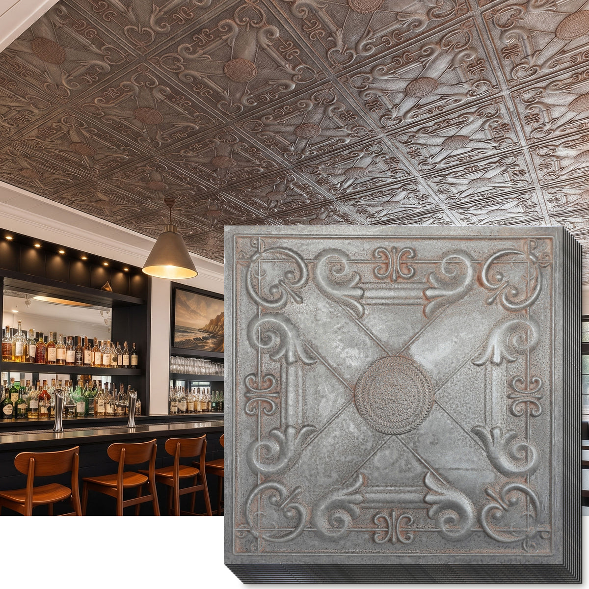 PAINTSDECOR PL22 Weathered Iron PVC ceiling tile product detail