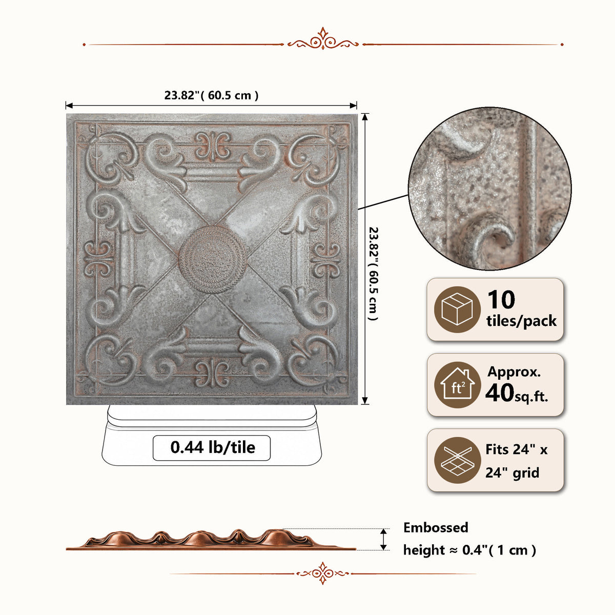 PAINTSDECOR PL22 Weathered Iron PVC ceiling tile product detail