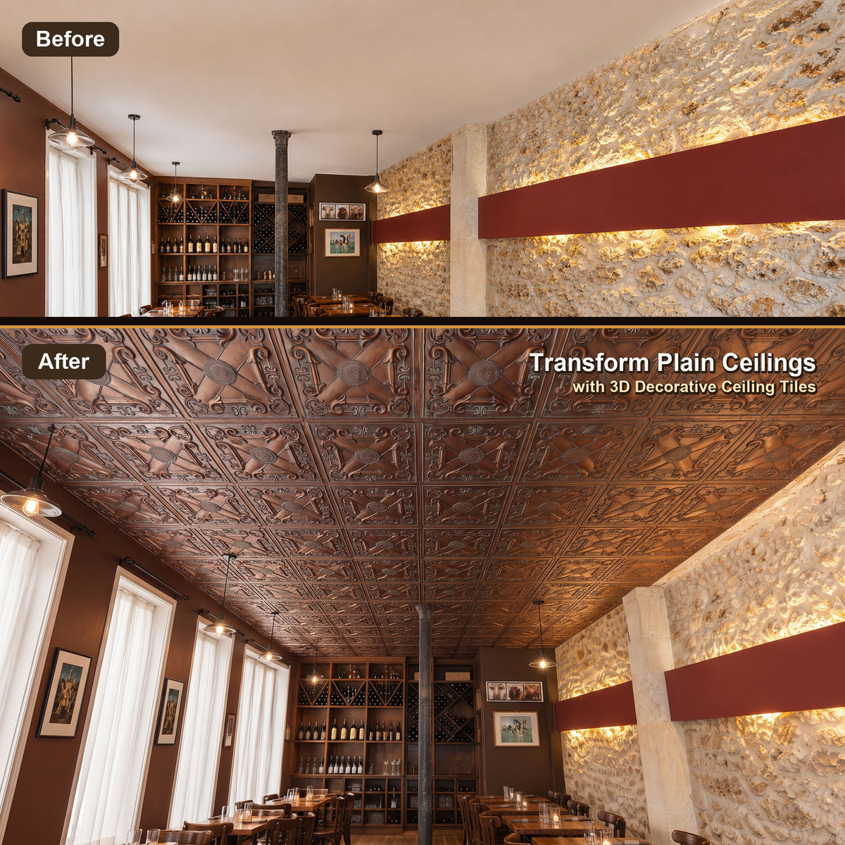 PAINTSDECOR PL22 Weathered copper PVC ceiling tile product detail