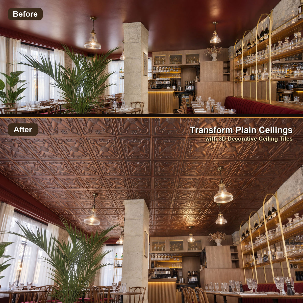 PAINTSDECOR PL22 Weathered copper PVC ceiling tile product detail