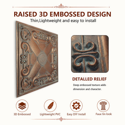 PAINTSDECOR PL22 Weathered copper PVC ceiling tile product detail