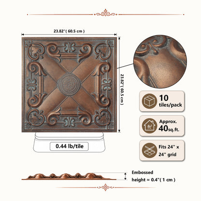 PAINTSDECOR PL22 Weathered copper PVC ceiling tile product detail