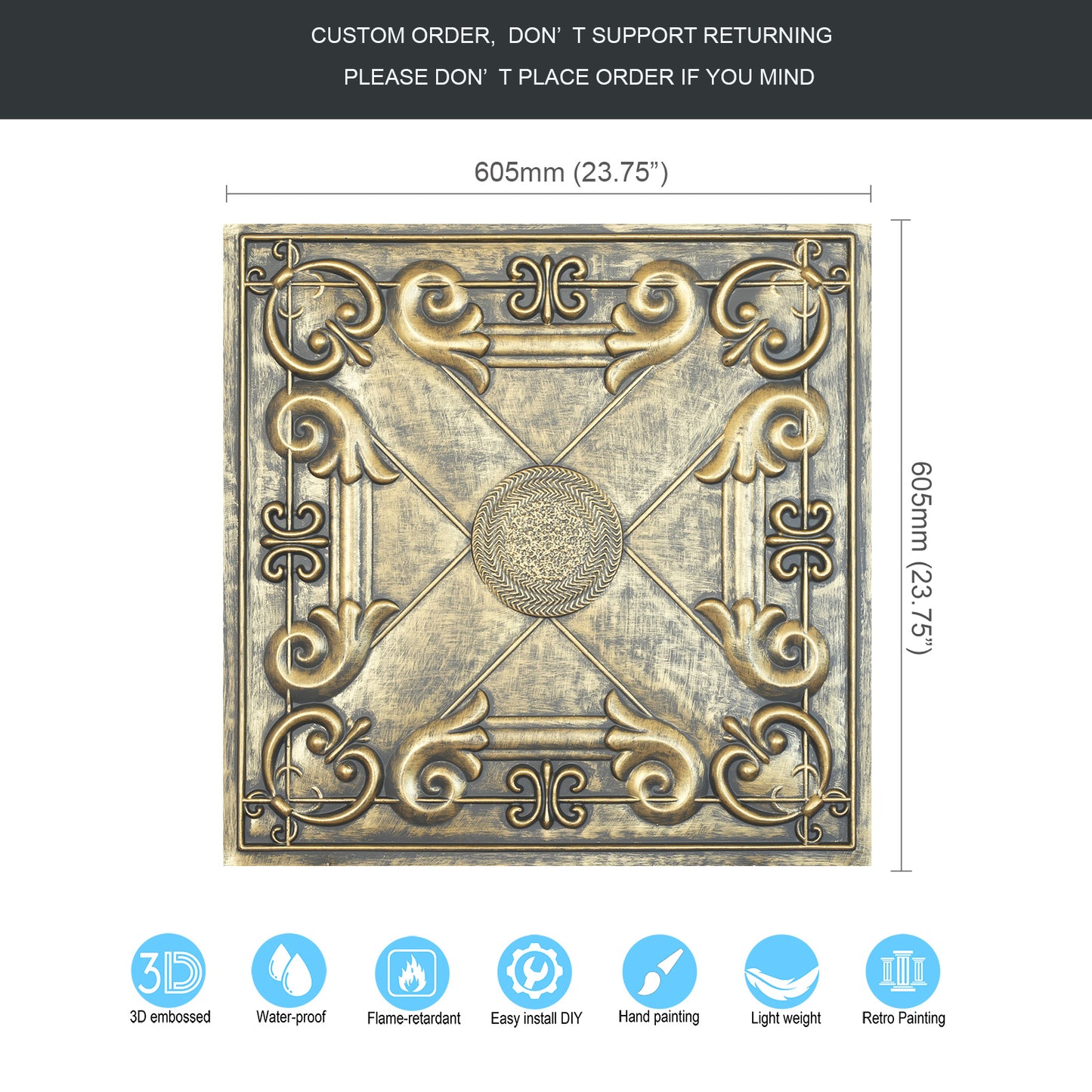 10tiles/lot Faux Tin Drop-In Tiles for Premium Restaurants, Meeting Rooms and Hotel Lobbies PL22