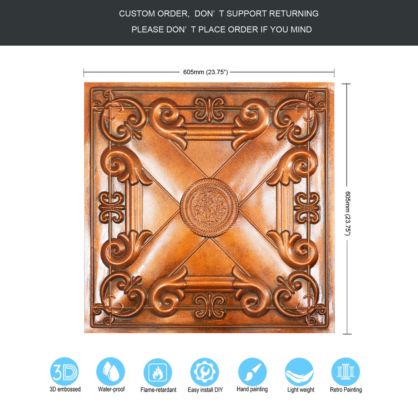 10tiles/lot Artistic Ceiling Tiles for Libraries, Museums, Craft Studios and Cultural Interiors PL22