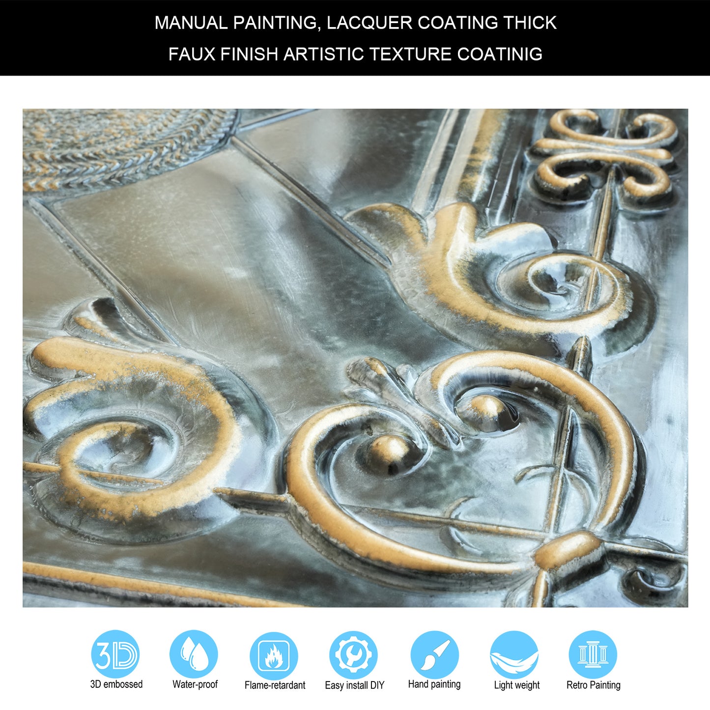 10tiles/lot Faux Tin Drop-In Tiles for Premium Restaurants, Meeting Rooms and Hotel Lobbies PL22