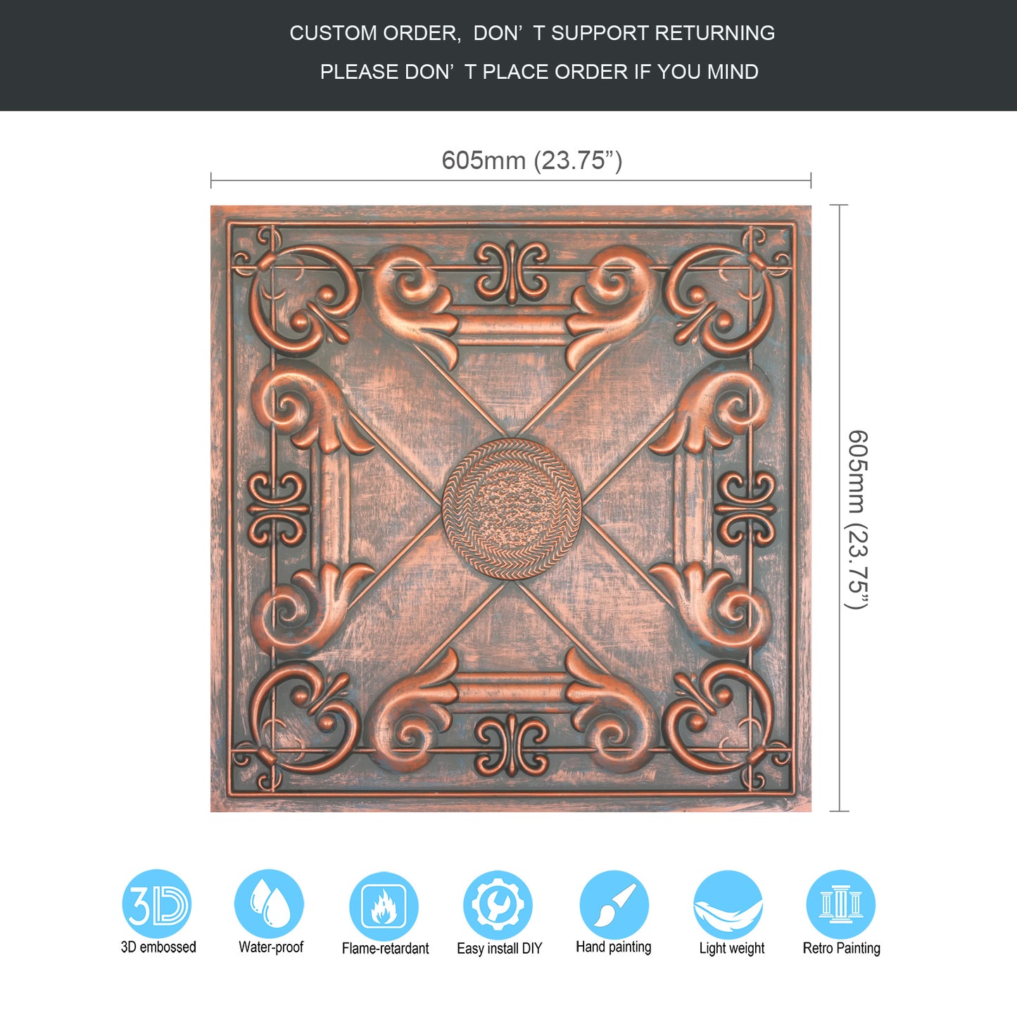 10tiles/lot Artistic Ceiling Tiles for Libraries, Museums, Craft Studios and Cultural Interiors PL22