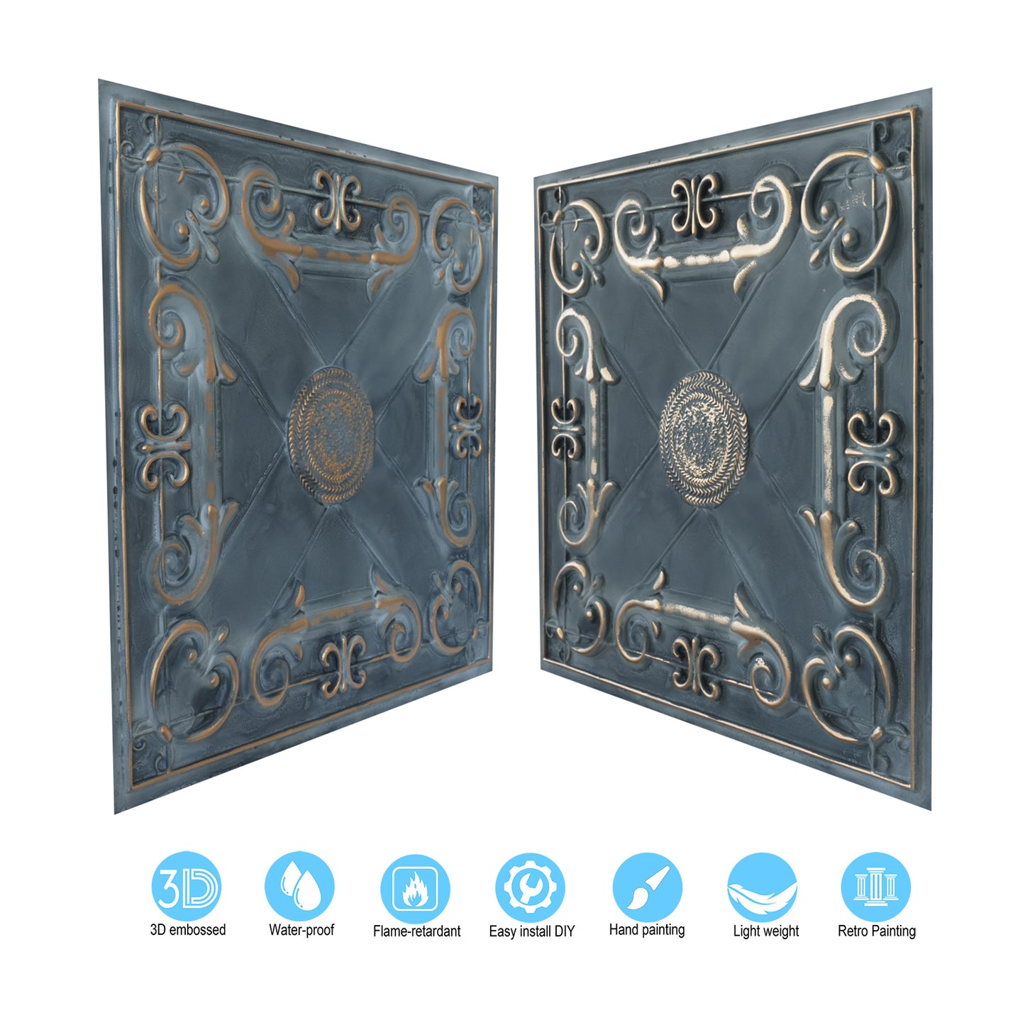 10tiles/lot Faux Tin Drop-In Tiles for Premium Restaurants, Meeting Rooms and Hotel Lobbies PL22