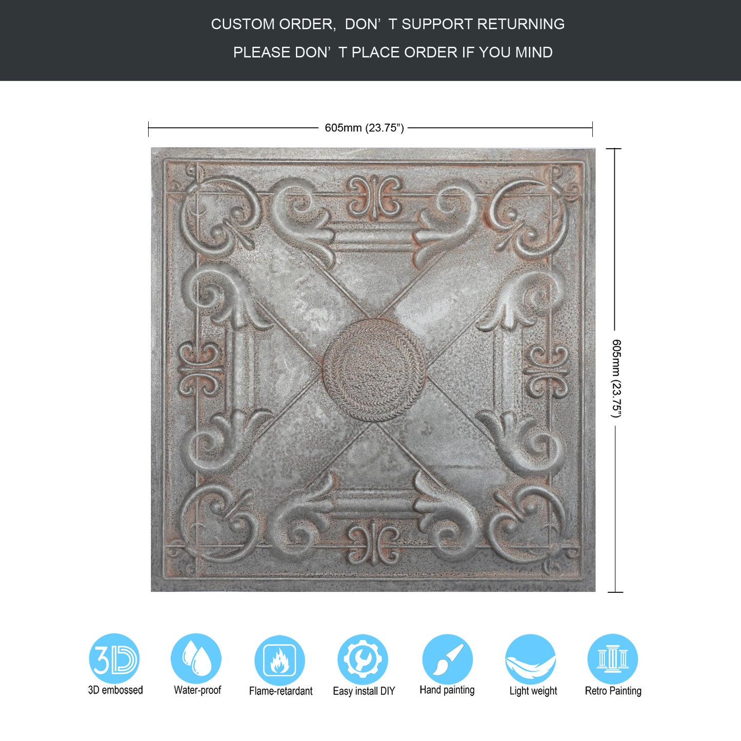 10tiles/lot Artistic Ceiling Tiles for Libraries, Museums, Craft Studios and Cultural Interiors PL22