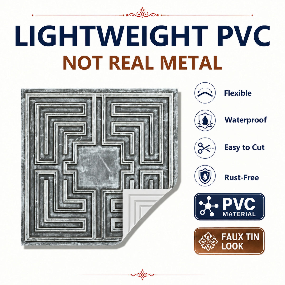 PAINTSDECOR PL25 Antique tin PVC ceiling tile product detail