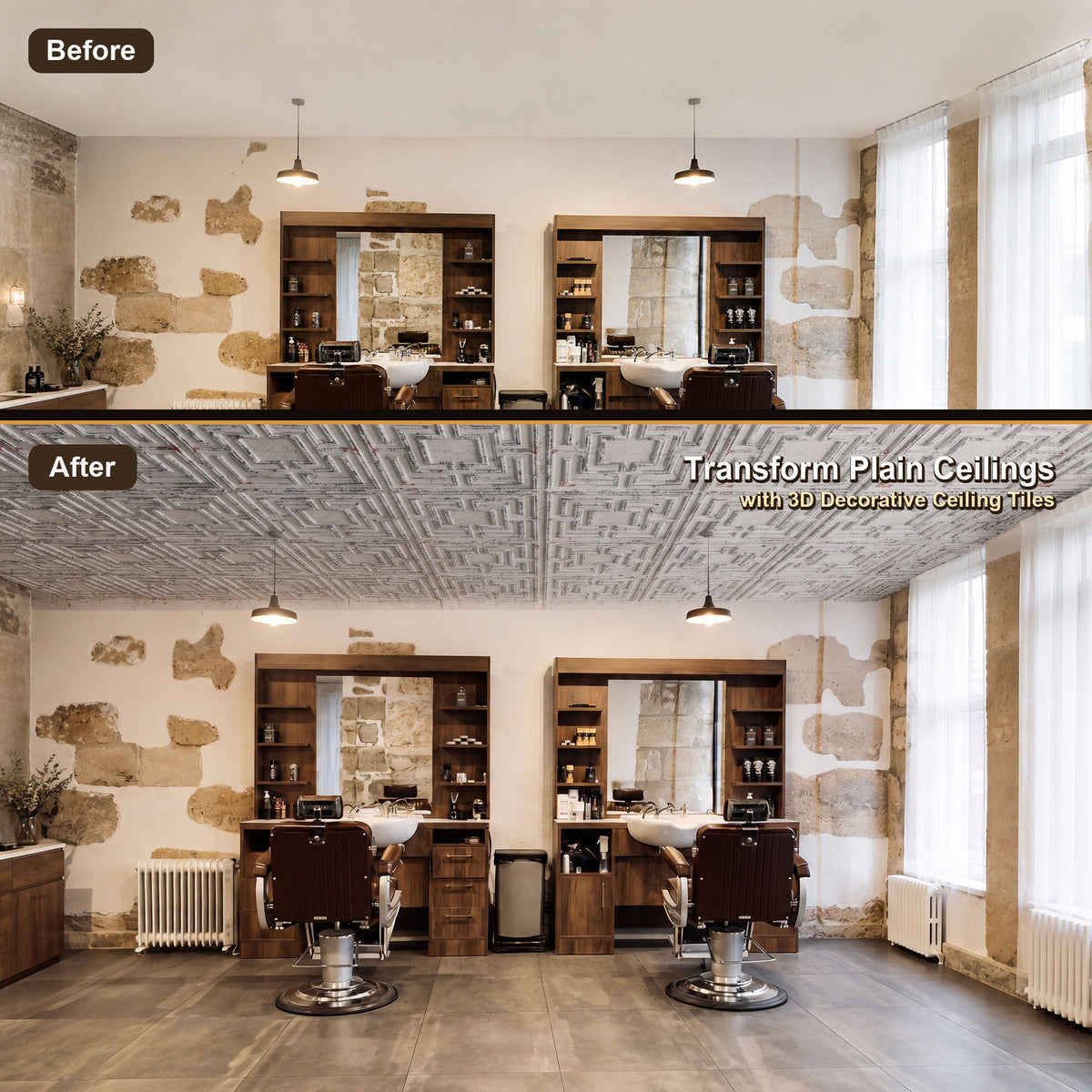 PAINTSDECOR PL25 distress crack white black PVC ceiling tile product detail