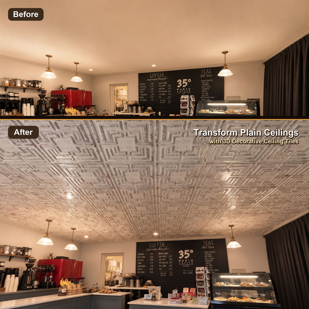 PAINTSDECOR PL25 distress crack white black PVC ceiling tile product detail