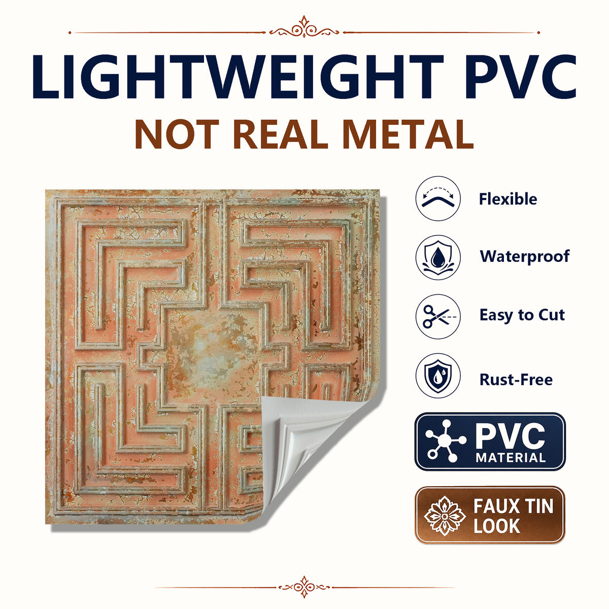 PAINTSDECOR PL25 Palazzo Clay PVC ceiling tile product detail