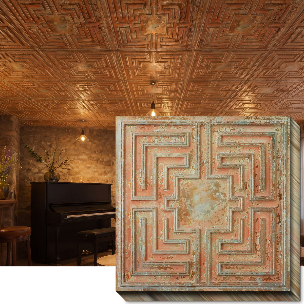PAINTSDECOR PL25 Palazzo Clay PVC ceiling tile product detail