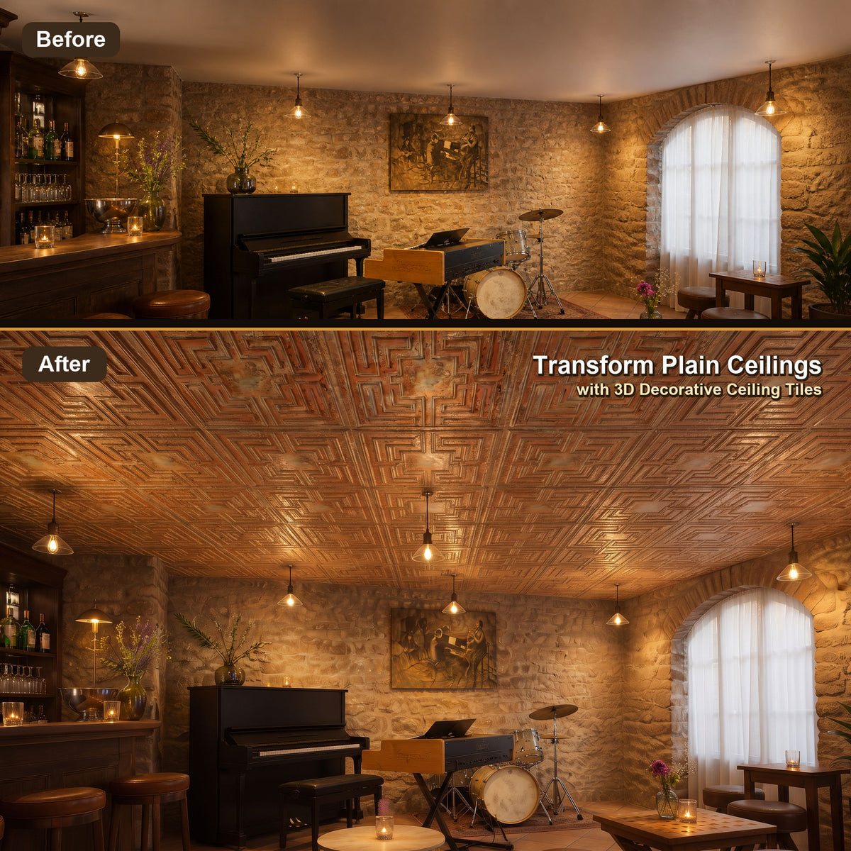 PAINTSDECOR PL25 Palazzo Clay PVC ceiling tile product detail