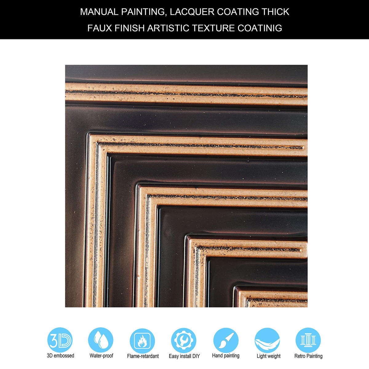 PAINTSDECOR PL25 Traditional copper PVC ceiling tile product detail