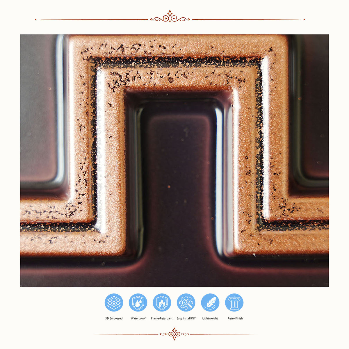 PAINTSDECOR PL25 Traditional copper PVC ceiling tile product detail