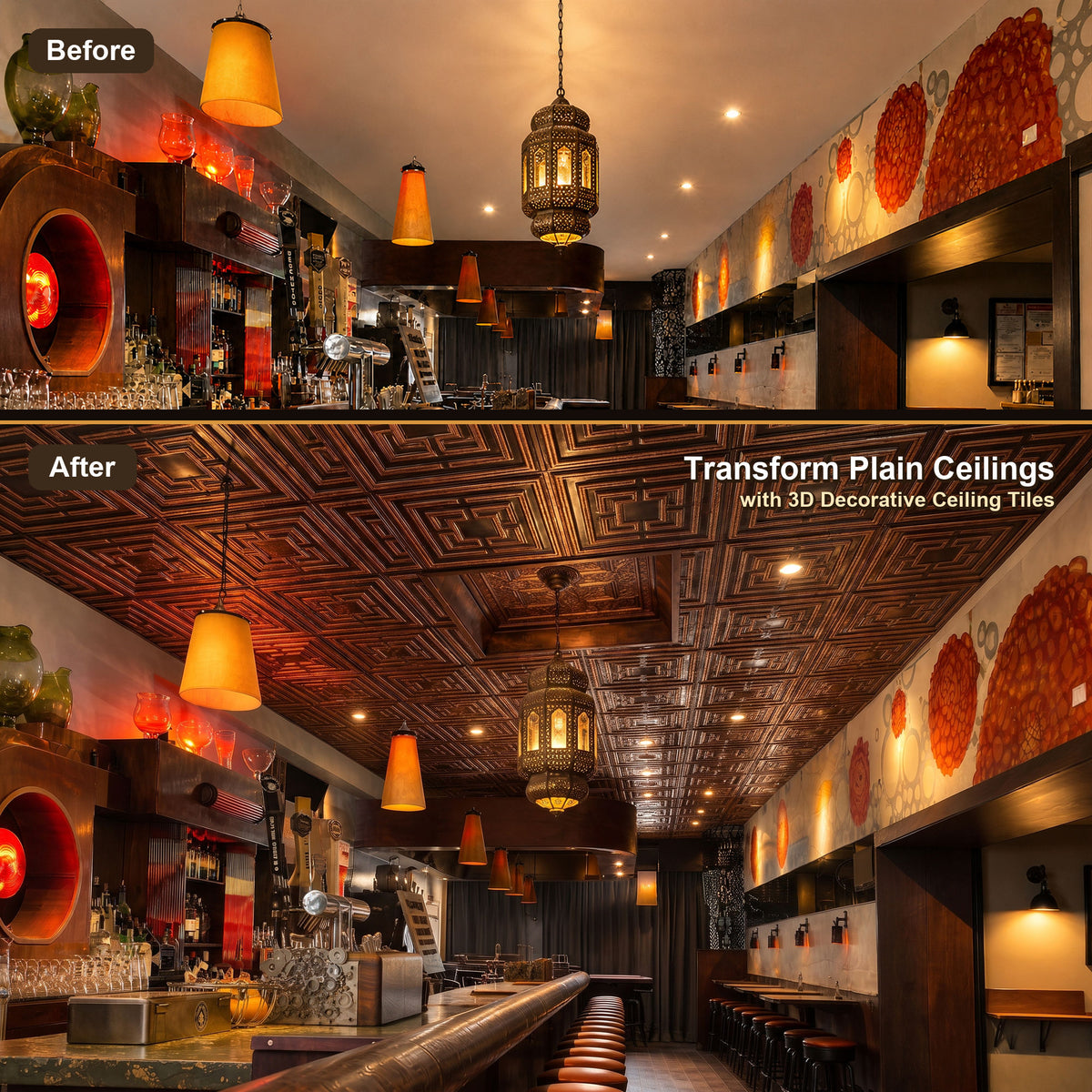 PAINTSDECOR PL25 Traditional copper PVC ceiling tile product detail