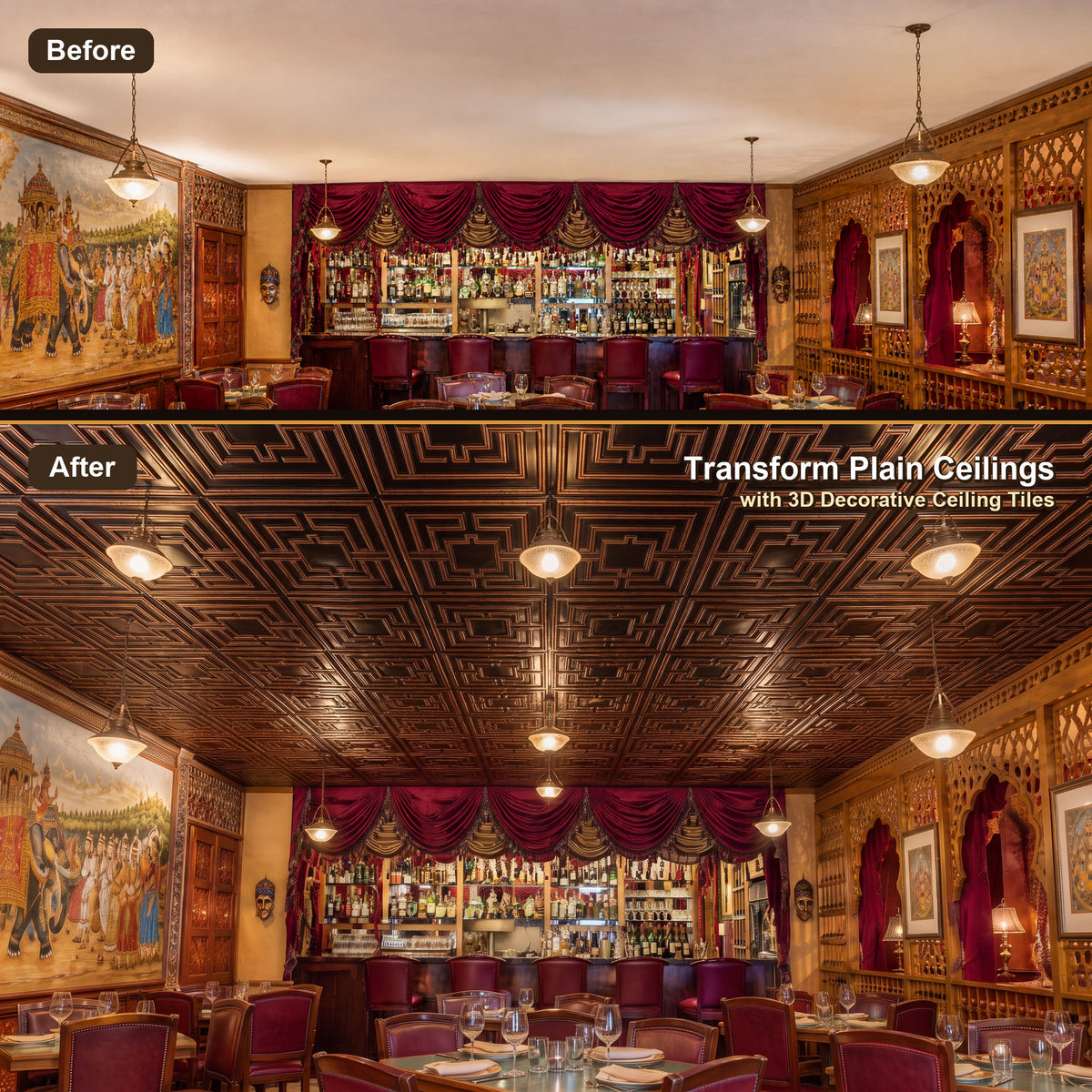 PAINTSDECOR PL25 Traditional copper PVC ceiling tile product detail