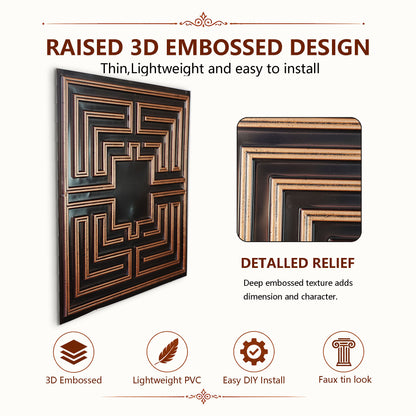 PAINTSDECOR PL25 Traditional copper PVC ceiling tile product detail