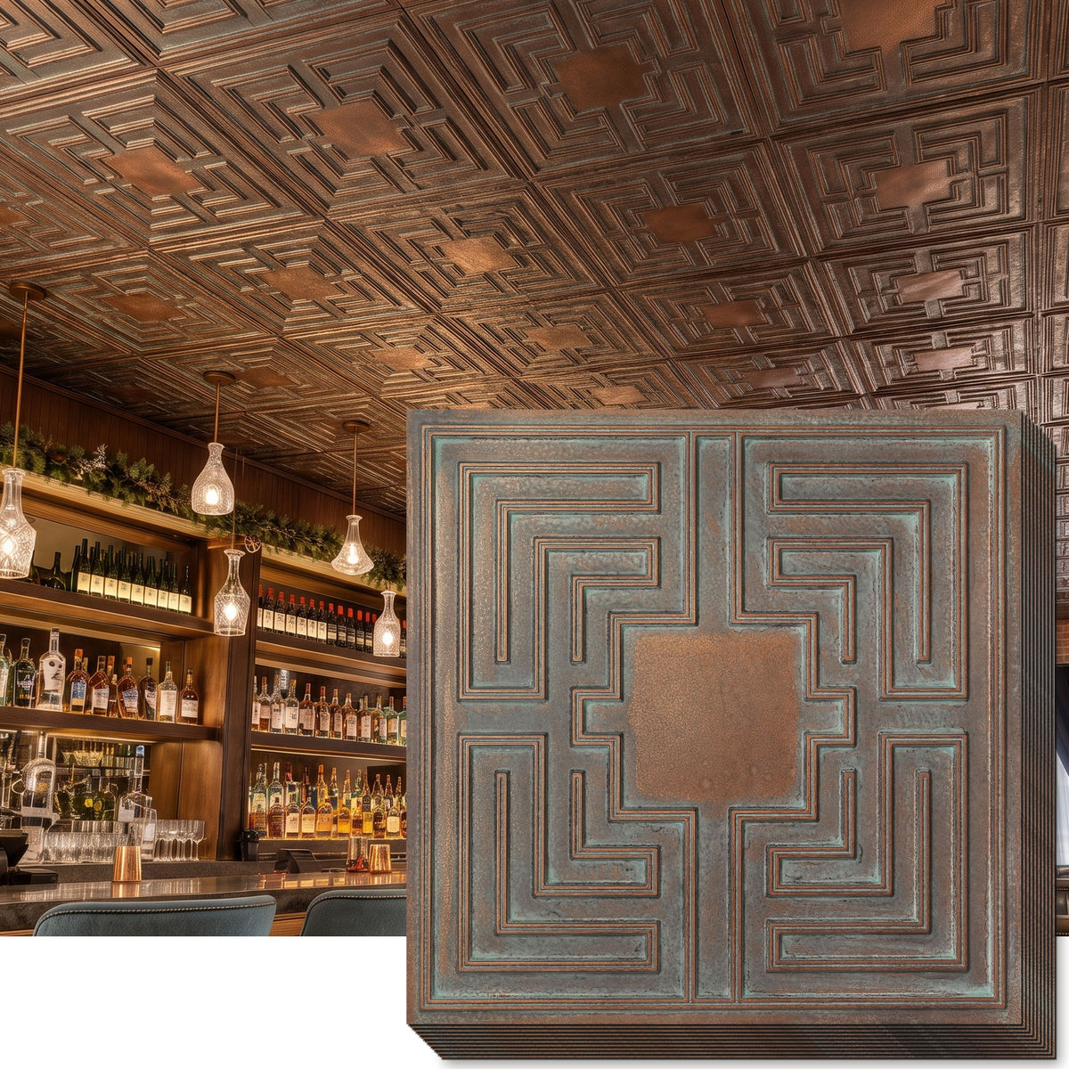 PAINTSDECOR PL25 Weathered copper PVC ceiling tile product detail