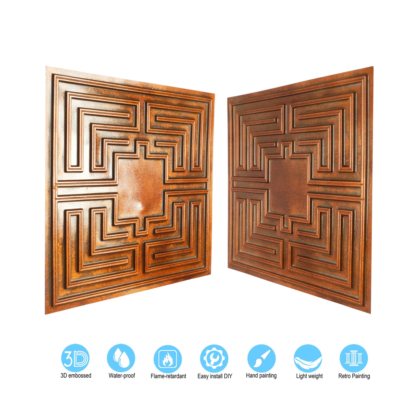 10tiles/lot Drop-In Tin Ceiling Tiles for Restaurants, Bars, Meeting Rooms and Retail Spaces PL25