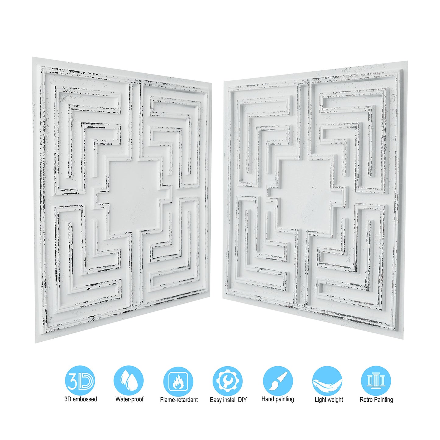 10tiles/lot Antique-Style Ceiling Tiles for Boutique Hotels, Inns, Villas and Heritage Rooms PL25