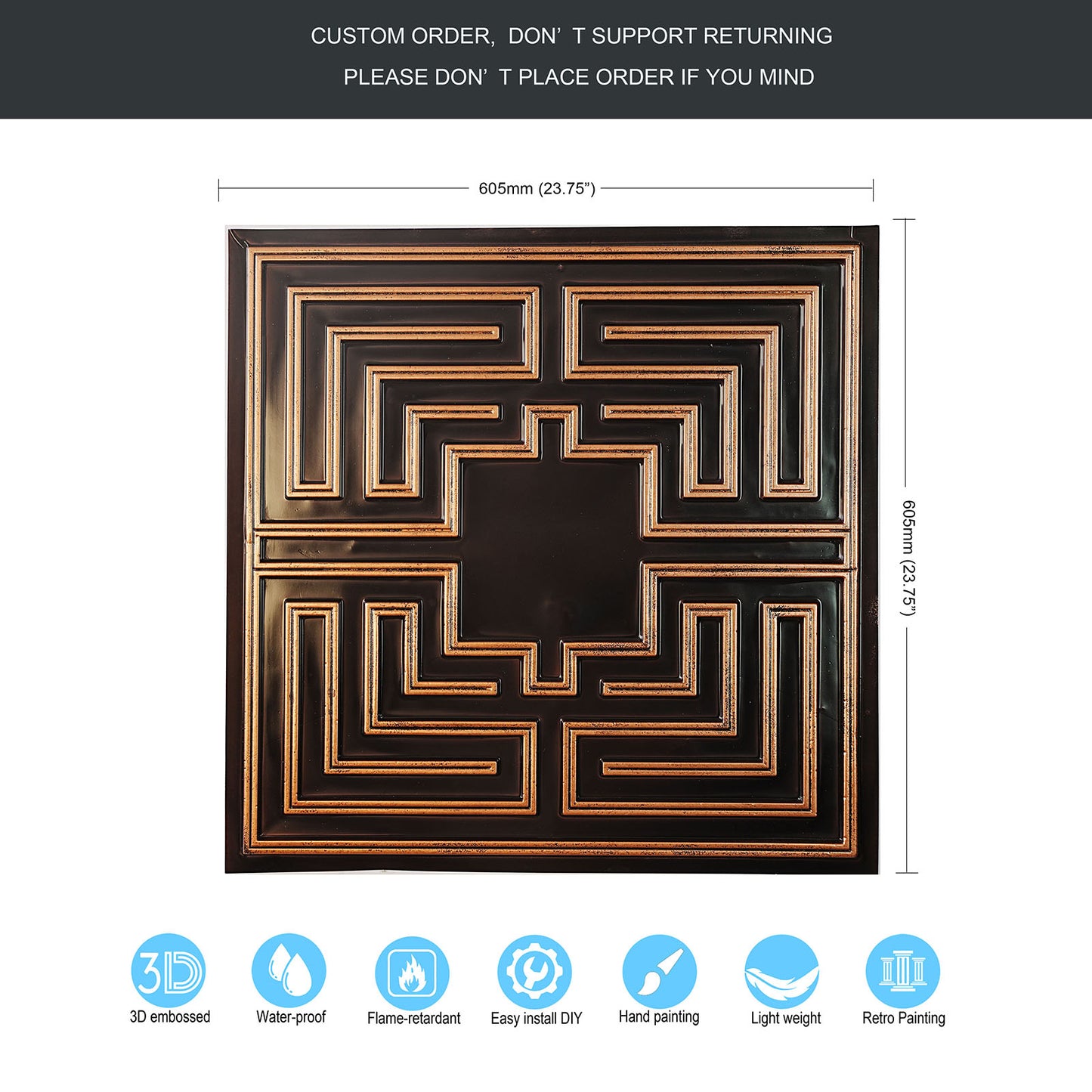 10tiles/lot Drop-In Tin Ceiling Tiles for Restaurants, Bars, Meeting Rooms and Retail Spaces PL25