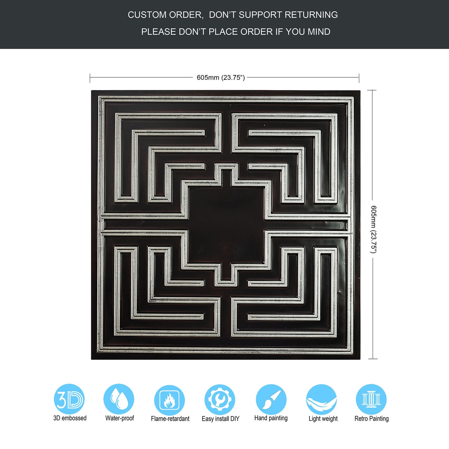 10tiles/lot Drop-In Tin Ceiling Tiles for Restaurants, Bars, Meeting Rooms and Retail Spaces PL25