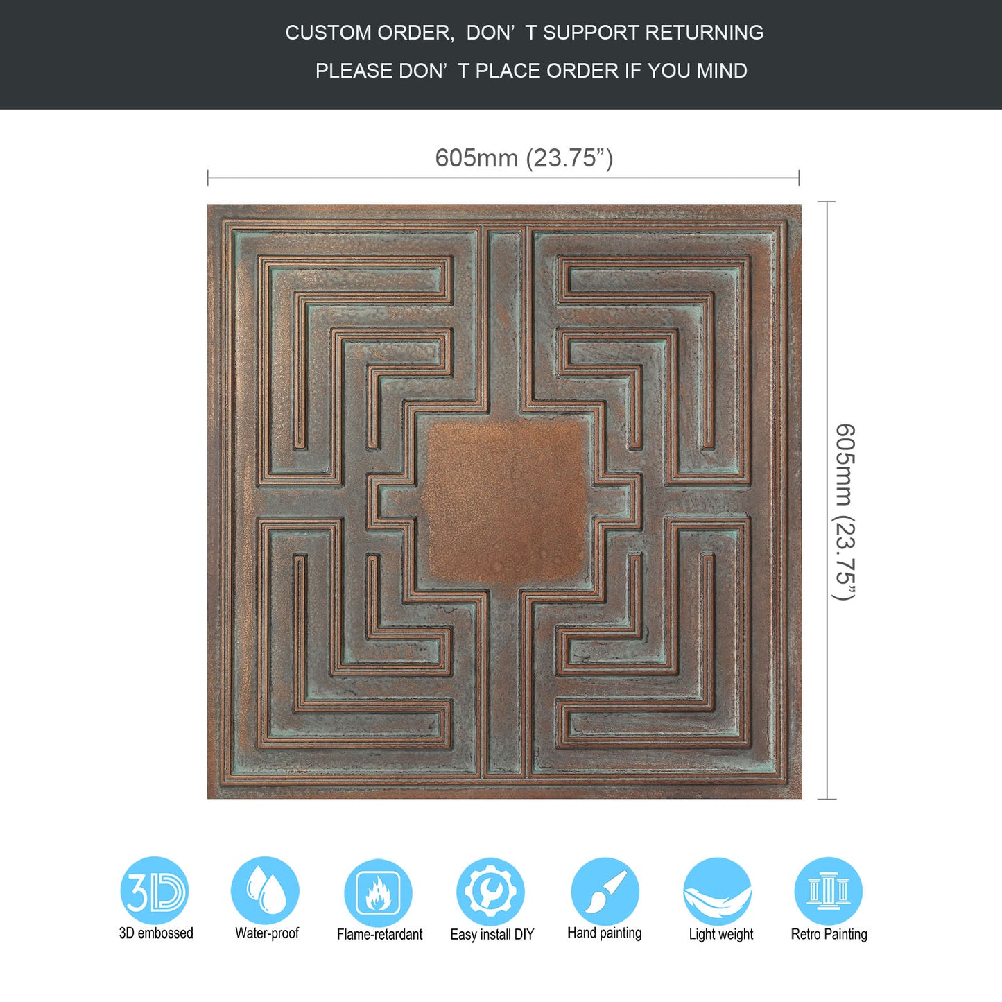 10tiles/lot Drop-In Tin Ceiling Tiles for Restaurants, Bars, Meeting Rooms and Retail Spaces PL25