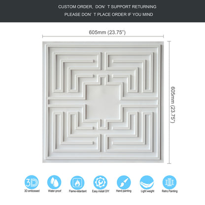 10tiles/lot Antique-Style Ceiling Tiles for Boutique Hotels, Inns, Villas and Heritage Rooms PL25