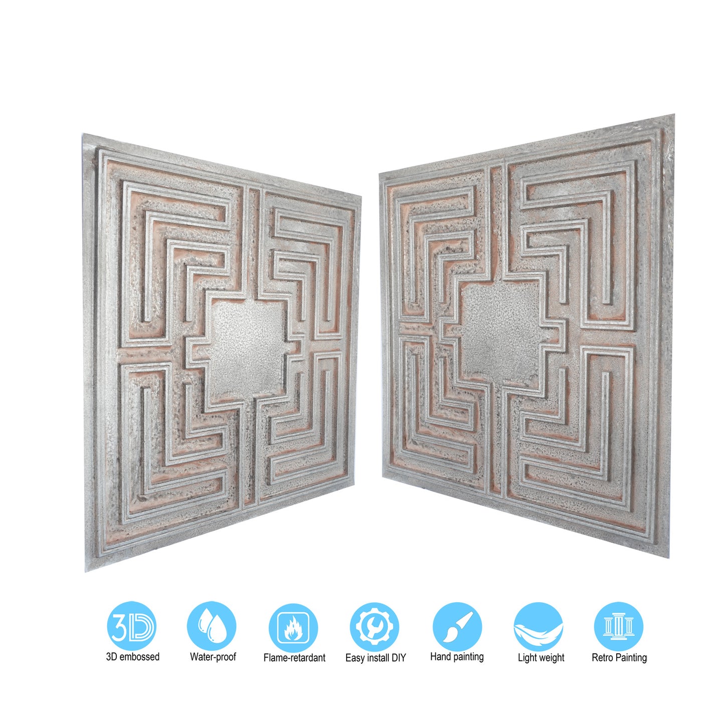 10tiles/lot Antique-Style Ceiling Tiles for Boutique Hotels, Inns, Villas and Heritage Rooms PL25