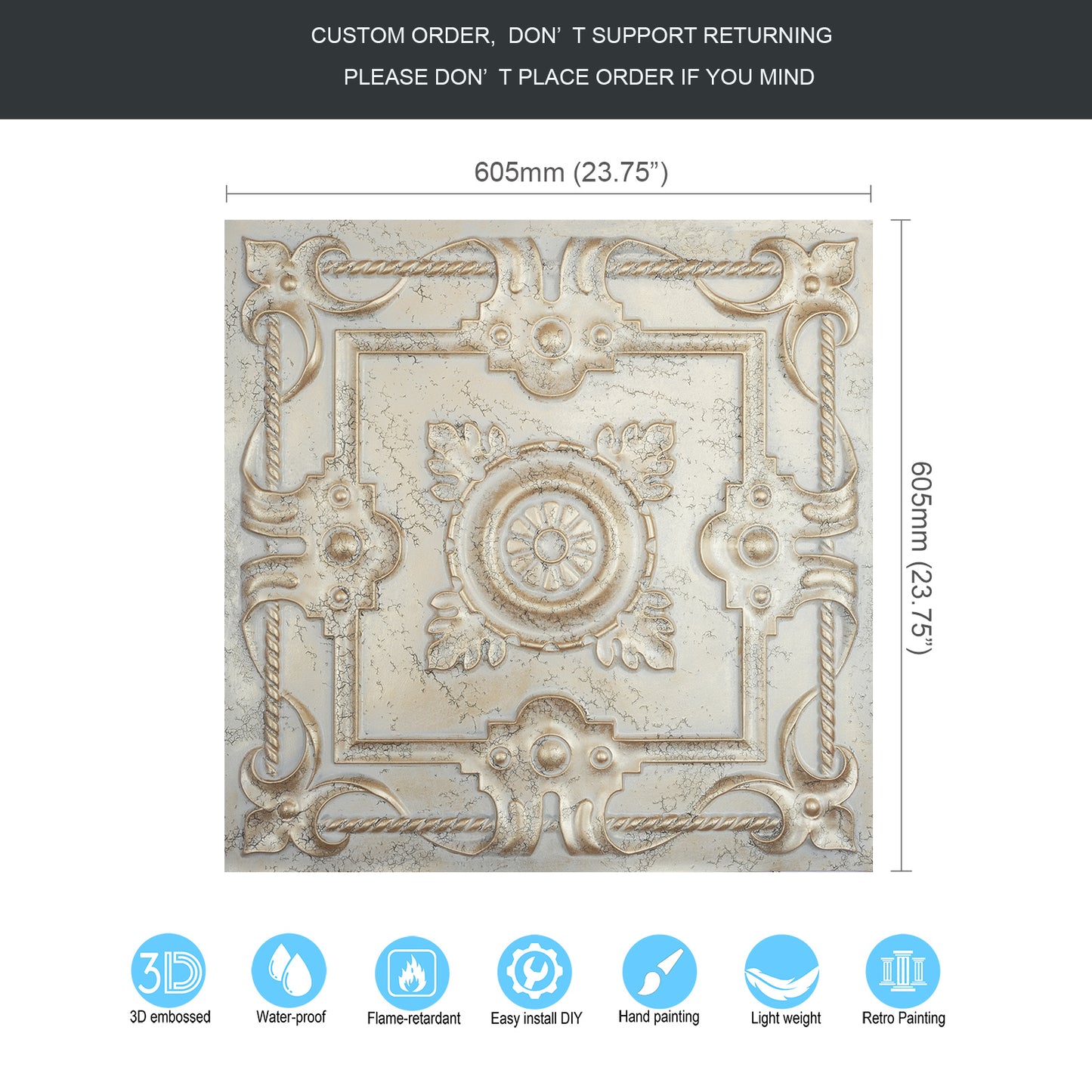 10tiles/lot Drop-In PVC Ceiling Tiles for Commercial Kitchens, Offices and Public Spaces PL29