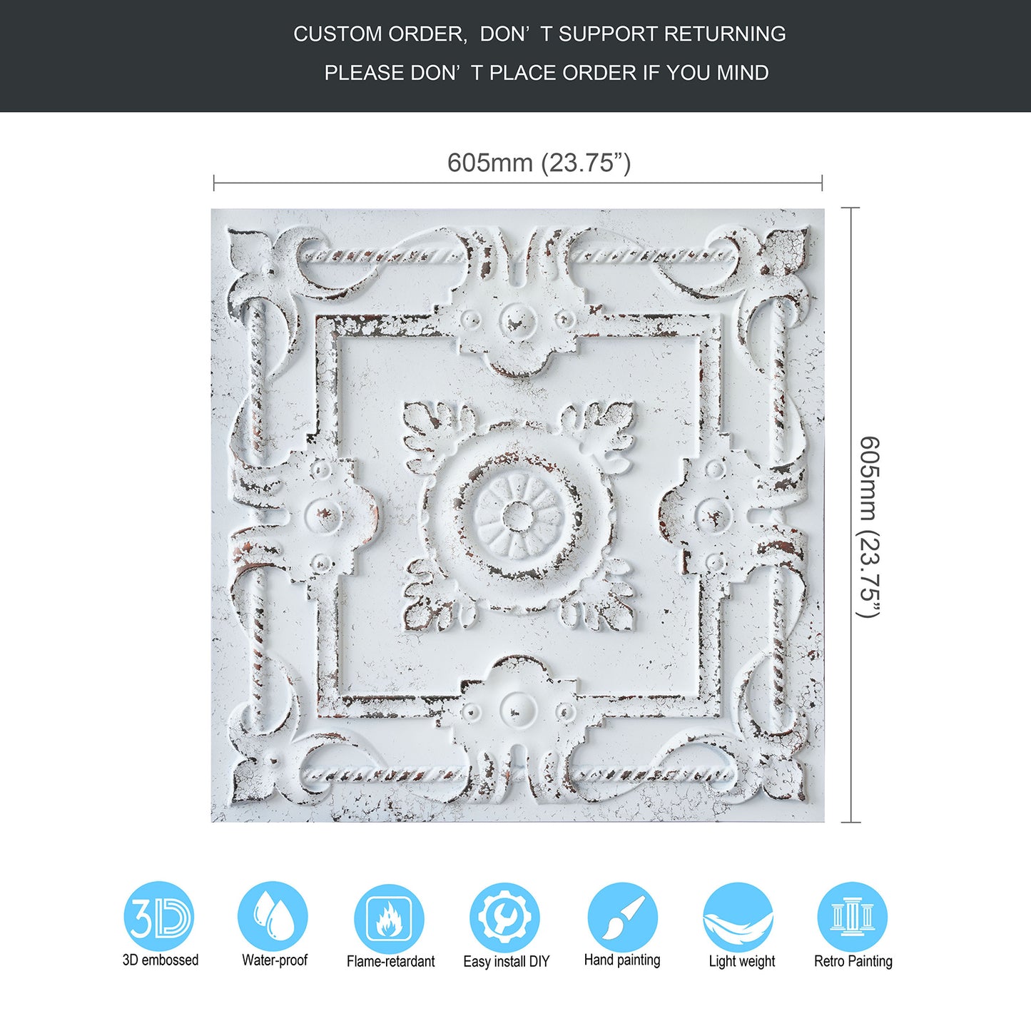 10tiles/lot Drop-In PVC Ceiling Tiles for Commercial Kitchens, Offices and Public Spaces PL29