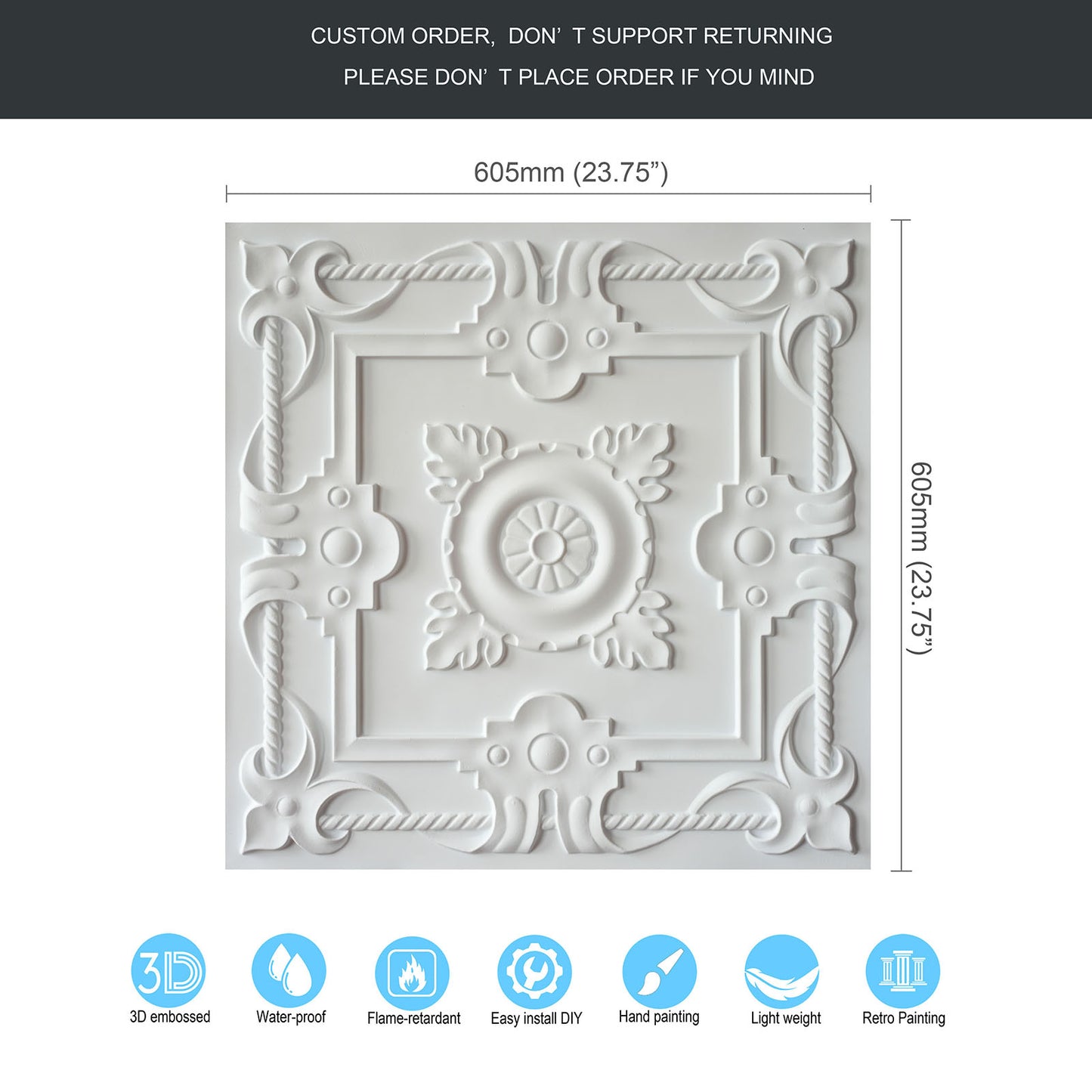 10tiles/lot Drop-In PVC Ceiling Tiles for Commercial Kitchens, Offices and Public Spaces PL29