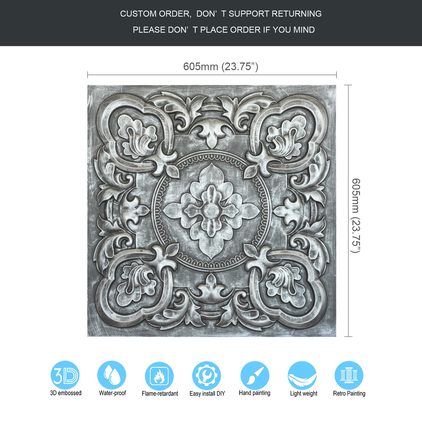 10tiles/lot Antique Ceiling Tiles for Premium Hotels, Mansions, Villas and Classic Dining Rooms PL30