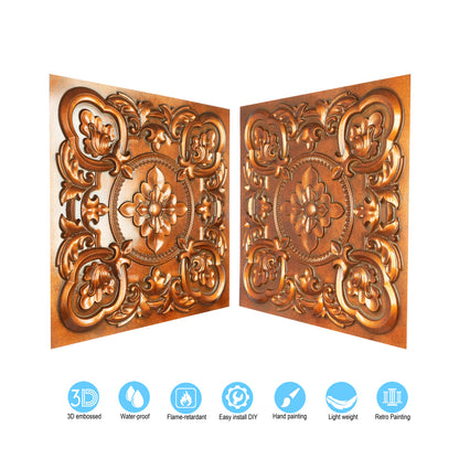 10tiles/lot DIY Faux Metal Ceiling Tile Panels for Café Bars, Studios and Artistic Interiors PL30