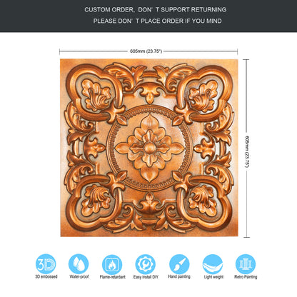 10tiles/lot DIY Faux Metal Ceiling Tile Panels for Café Bars, Studios and Artistic Interiors PL30