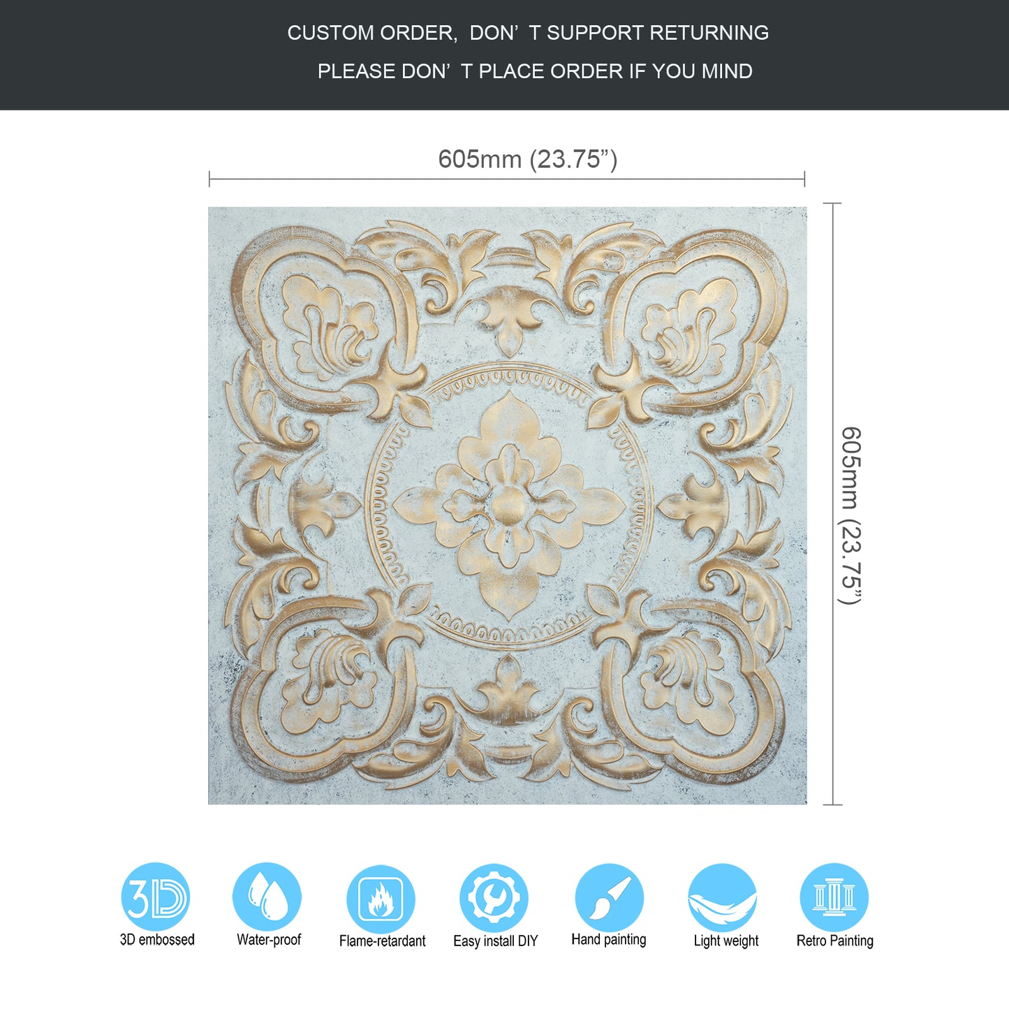 10tiles/lot Vintage Antique Ceiling Tiles for Heritage Hotels, Inns and Classic Restaurants PL30