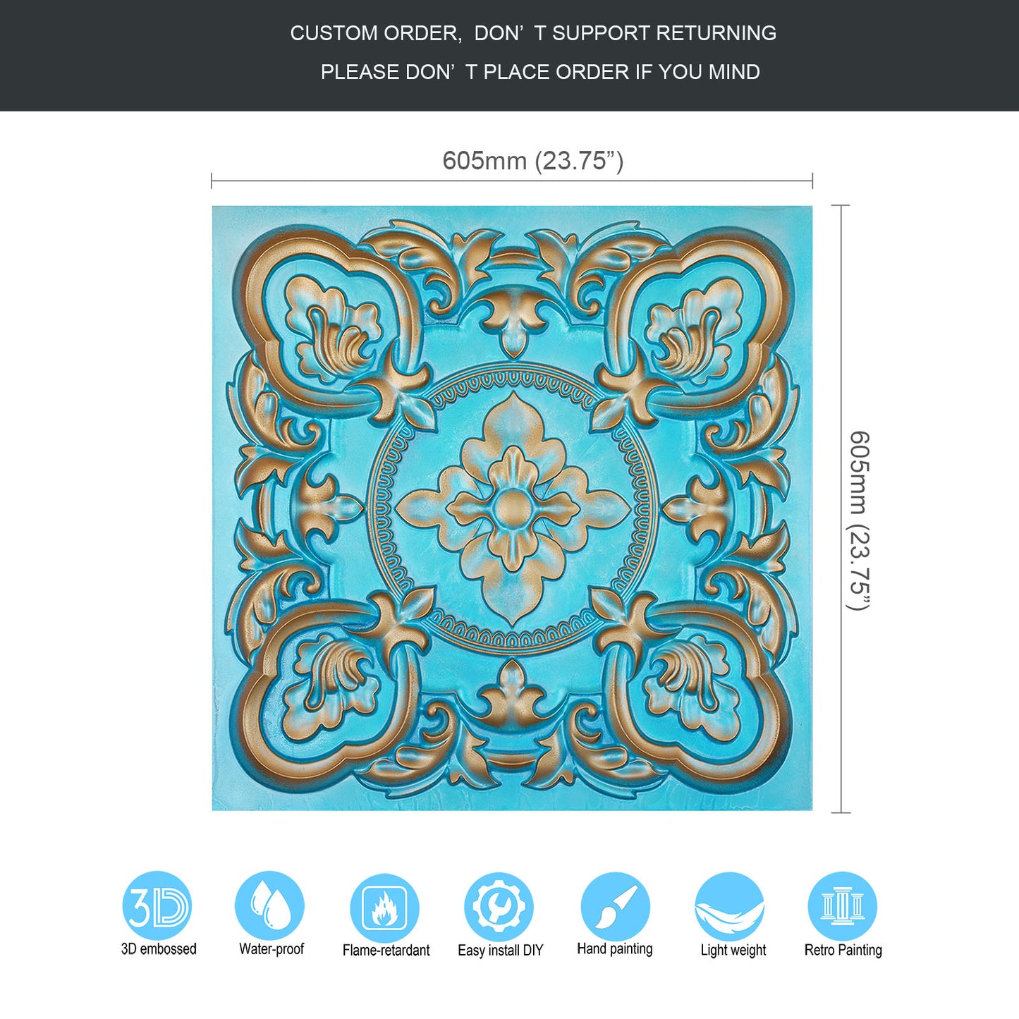 10tiles/lot Faux Tin 3D Ceiling Tiles for Trendy Bars, Coffee Stores and Urban Restaurants PL30