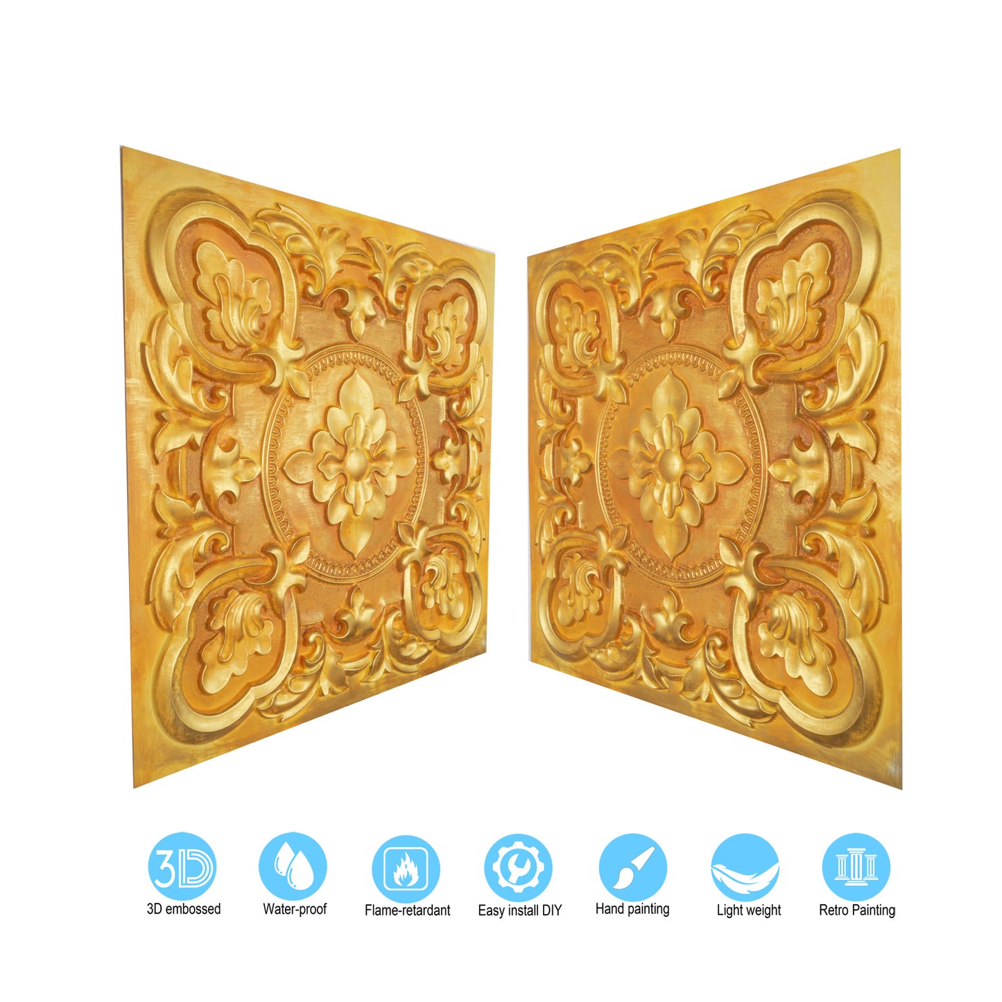 10tiles/lot DIY Faux Metal Ceiling Tile Panels for Café Bars, Studios and Artistic Interiors PL30