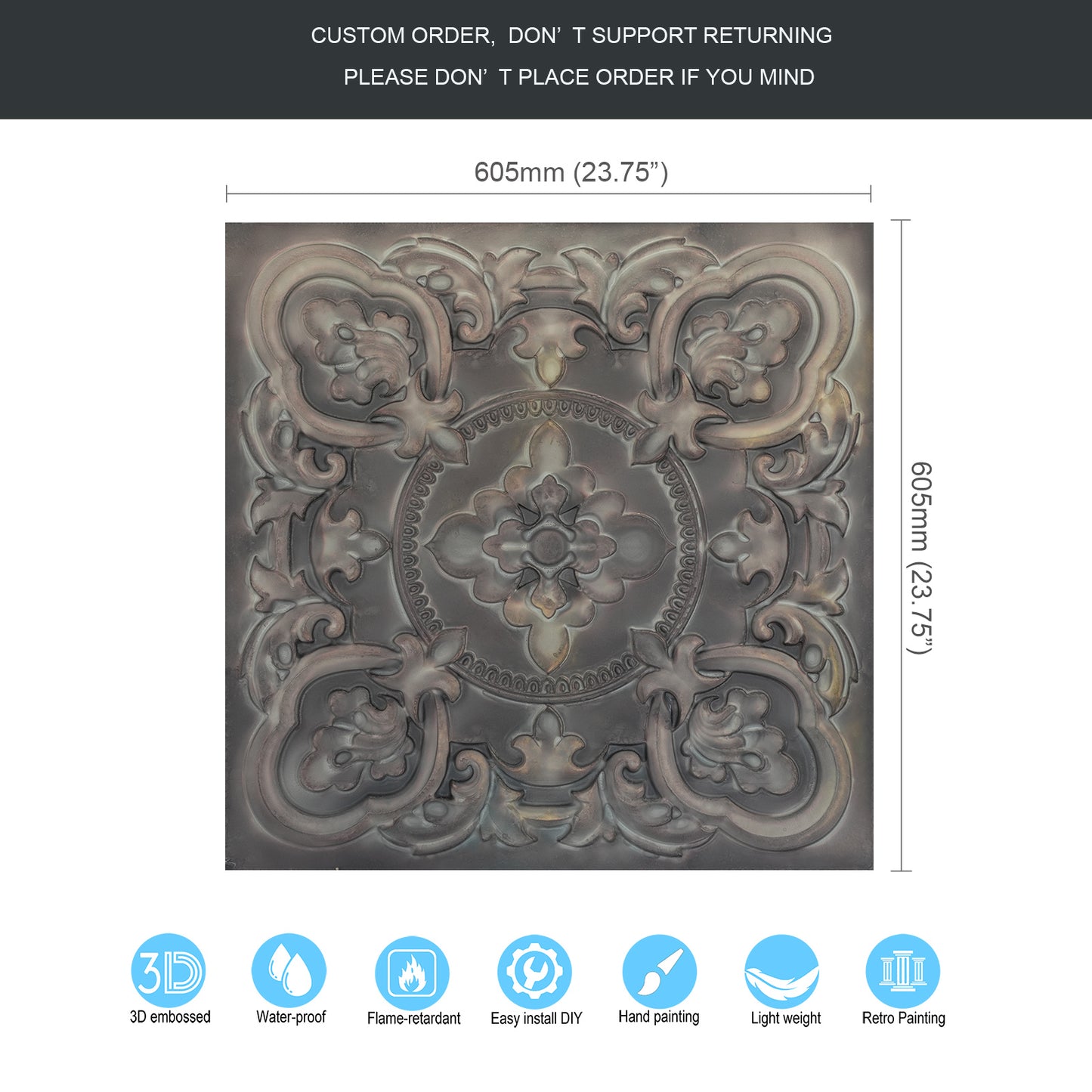 10tiles/lot Antique Ceiling Tiles for Premium Hotels, Mansions, Villas and Classic Dining Rooms PL30