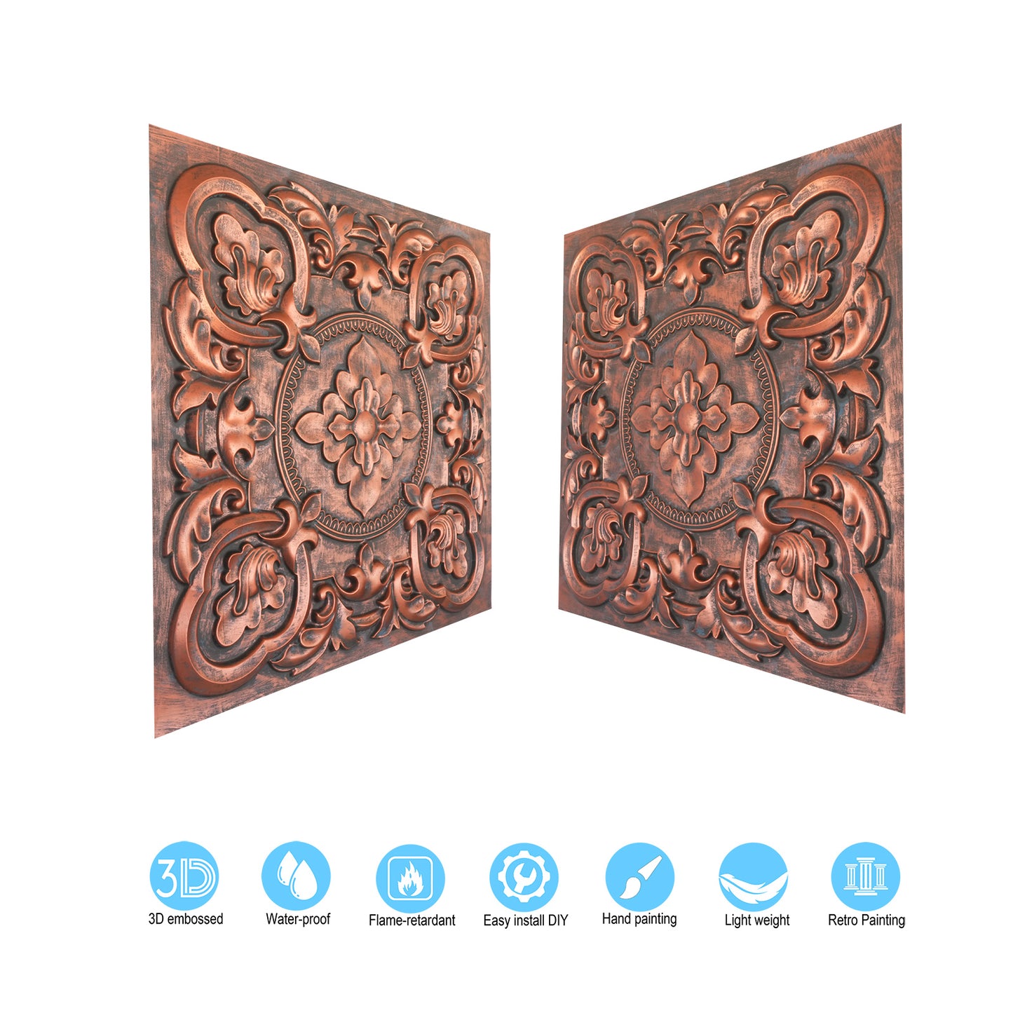 10tiles/lot DIY Faux Metal Ceiling Tile Panels for Café Bars, Studios and Artistic Interiors PL30