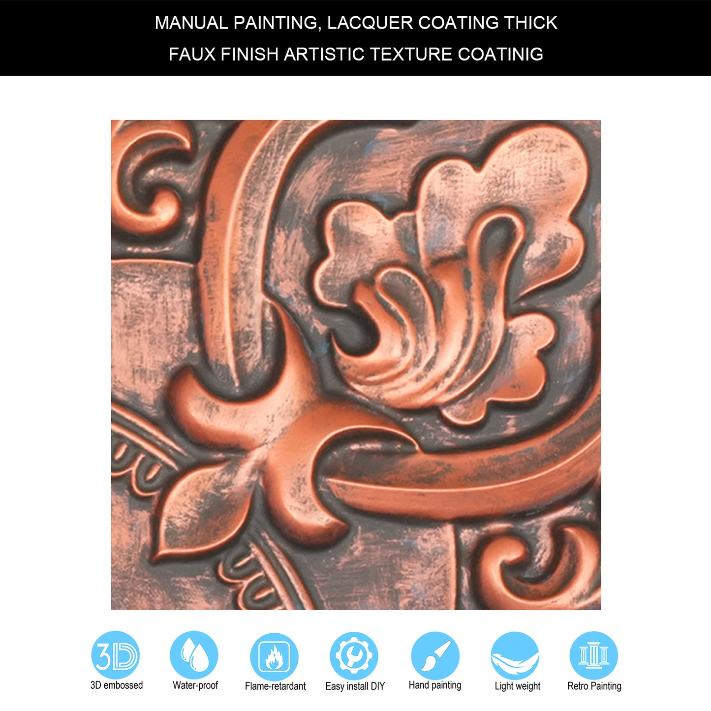 10tiles/lot DIY Faux Metal Ceiling Tile Panels for Café Bars, Studios and Artistic Interiors PL30