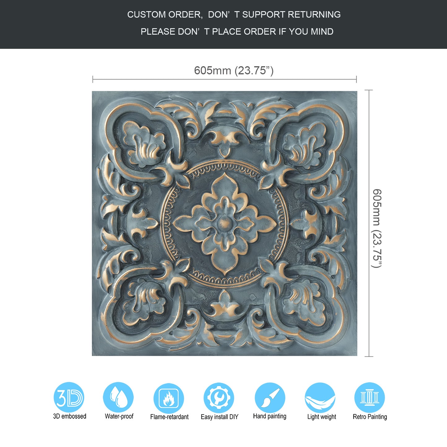 10tiles/lot Faux Tin 3D Ceiling Tiles for Trendy Bars, Coffee Stores and Urban Restaurants PL30