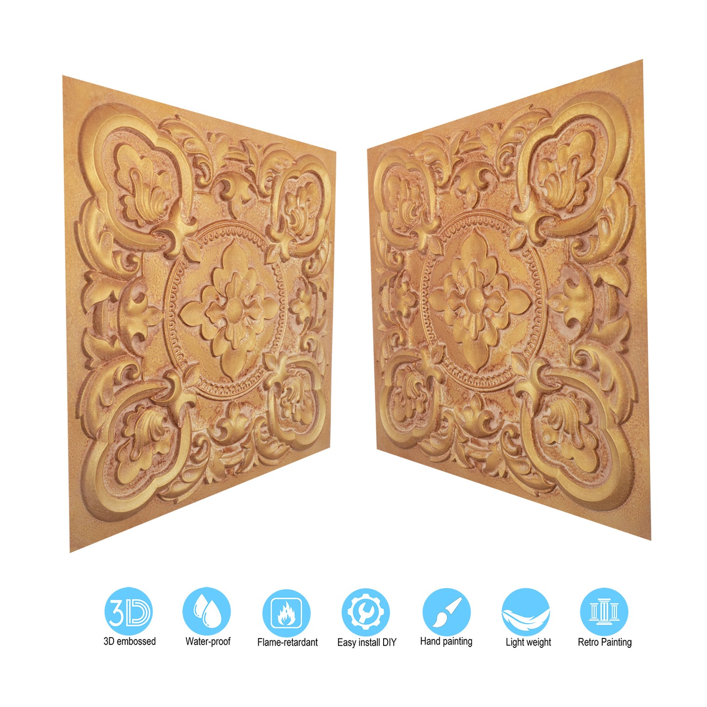 10tiles/lot DIY Faux Metal Ceiling Tile Panels for Café Bars, Studios and Artistic Interiors PL30