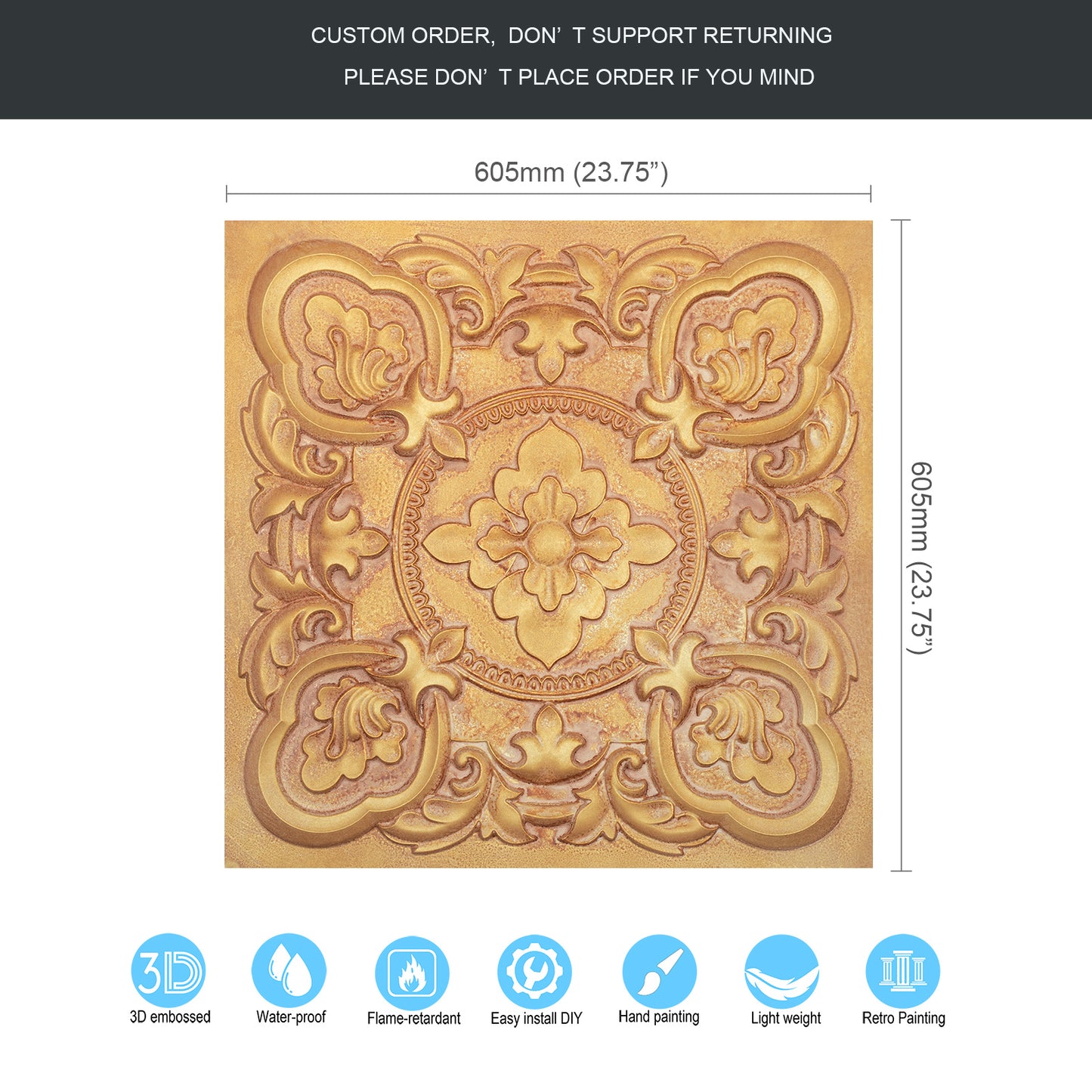 10tiles/lot DIY Faux Metal Ceiling Tile Panels for Café Bars, Studios and Artistic Interiors PL30